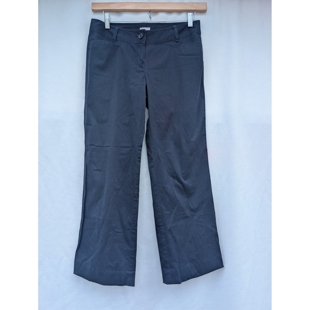 J JILL Stretch Cotton Wide Leg Pants Womens 10P Navy Blue Minimalist Trousers